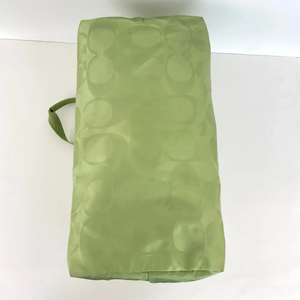 Coach Signature Nylon Packable Tote Bag Removable Pouch Lime Green Overnight - Picture 8 of 15